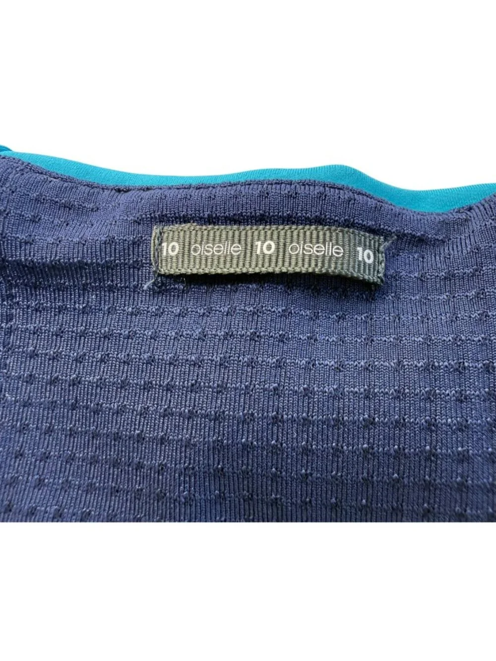 OISELLE Running Sports Bra.  Teal Blue. Bird Print. Size Women's 10 Front Zipper